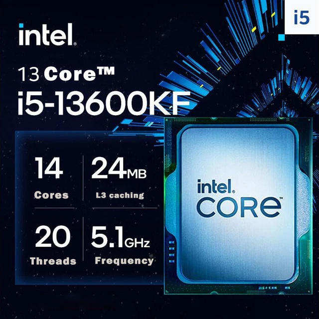 Intel Core i5-13600KF i5 13600KF 3.5 GHz 14-Core 20-Thread CPU Processor  10NM L3=24M 125W LGA 1700 Tray New but without Cooler