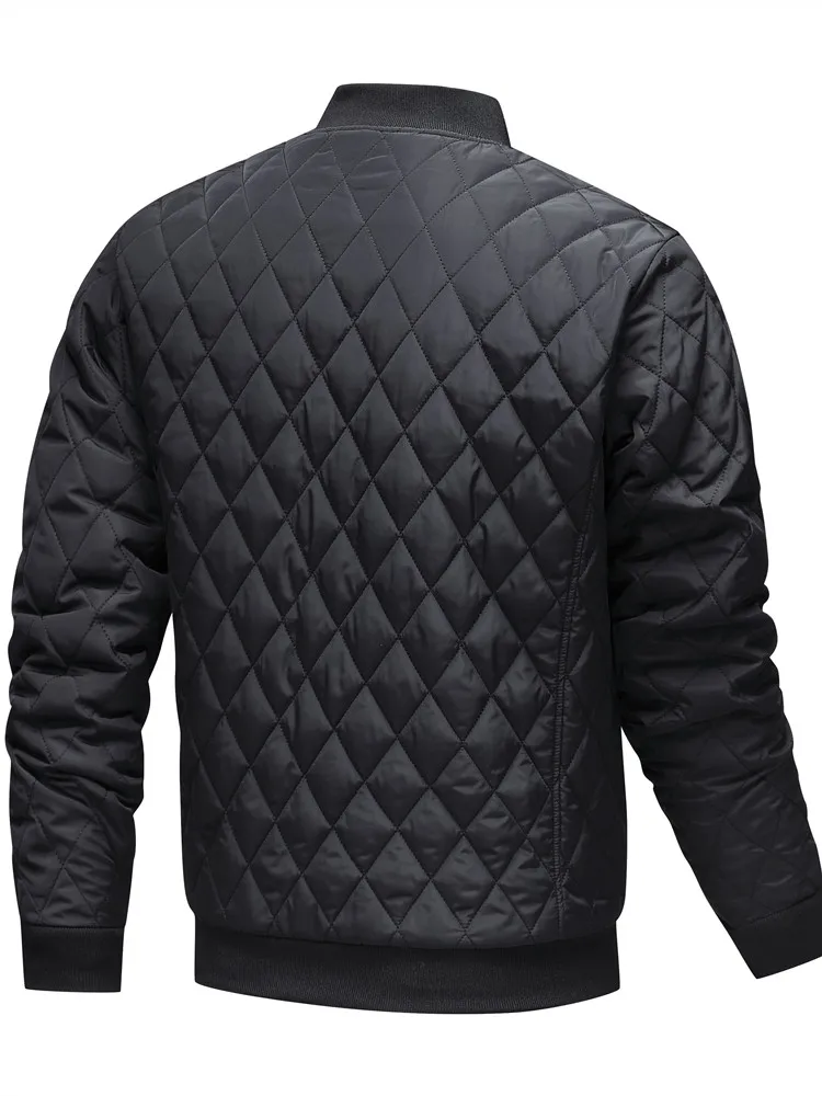 Giacca imbottita in cotone ispessito tinta unita moda autunno e inverno Cappotto sportivo comodo antivento di grandi dimensioni da uomo 3