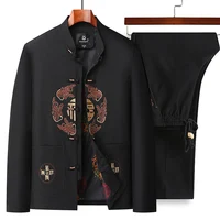 Tang Suit (top + Pants) Spring and Autumn Fashion Middle-aged and Elderly Chinese Style Grandpa Men Shou Fu Word Suit 1