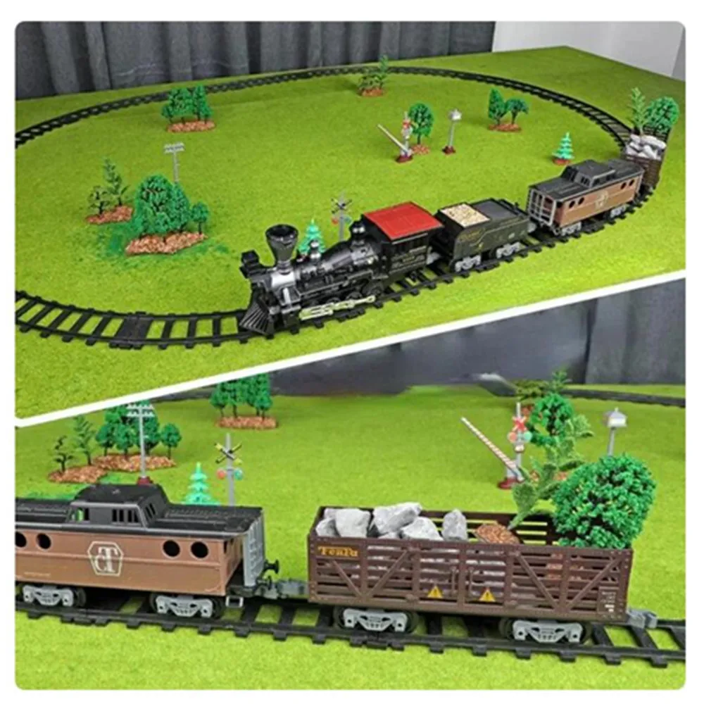 Electric Remote Controlled Track Train Set Smoke Emitting Track Train Locomotive Classical Christmas Train Toys For Children's 4