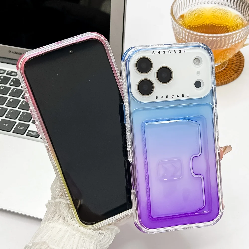Gradient Transparent Luxury Wallet Case with Card Slot