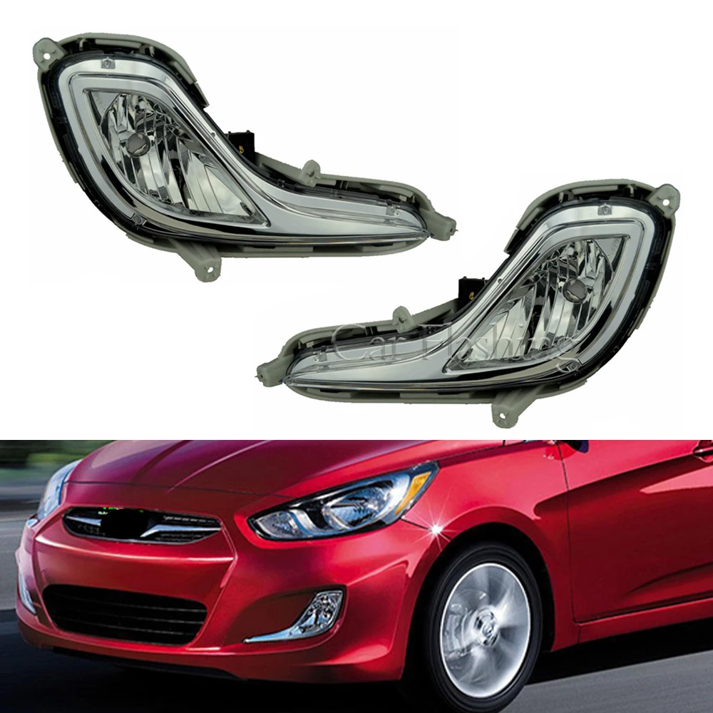 Car Fog Lamp Assembly For Hyundai Accent 2012 2013 2014 2015 2016 Replacement Bumper Clear Lens