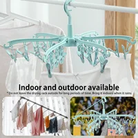 24 Clips Folding Clothes Dryer Rotatable Hanger Windproof Socks Underwear Drying Rack Home Storage Laundry Rack New Dropshipping 2