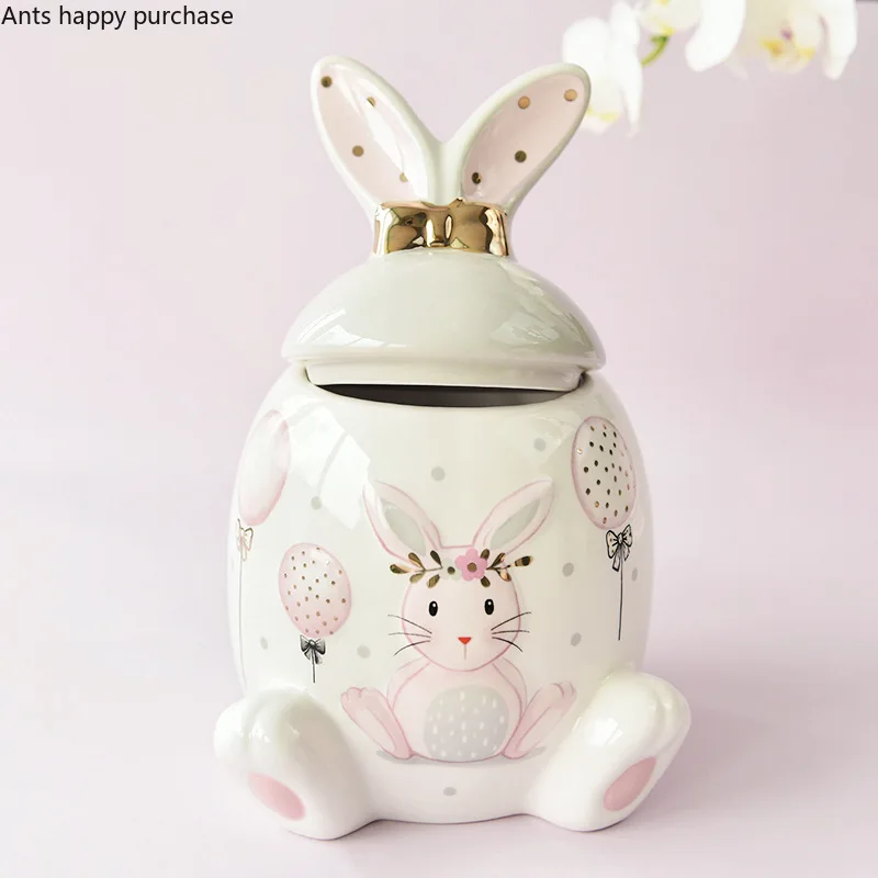 Rabbit Ceramic Jar High Capacity Storage Jar Storage Tank Kitchen Organizer Food Container Decorative Jars Tea Box Tea Caddy Ceramic Storage Jar