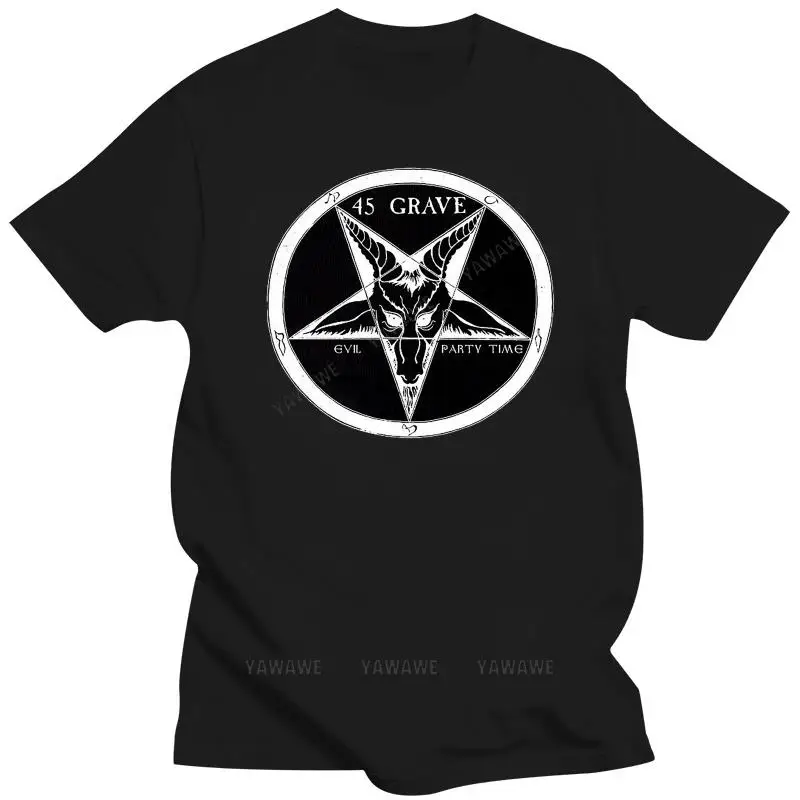Camiseta de marca de moda para hombre, camisa con logotipo de pentagrama, icónica, LA Grave gótica banda de Rock, 45