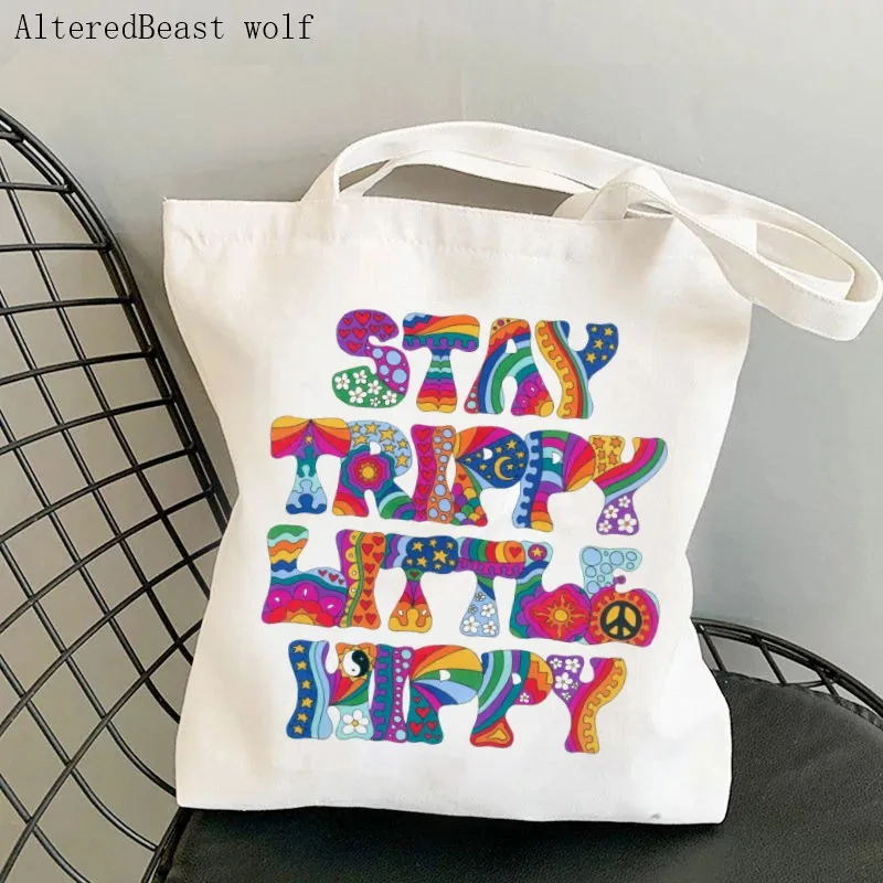 

Женская сумка для покупок Psychedelic Stay Little Harajuku, женская сумка для покупок, Холщовая Сумка для покупок, женская сумка-тоут, женская сумка