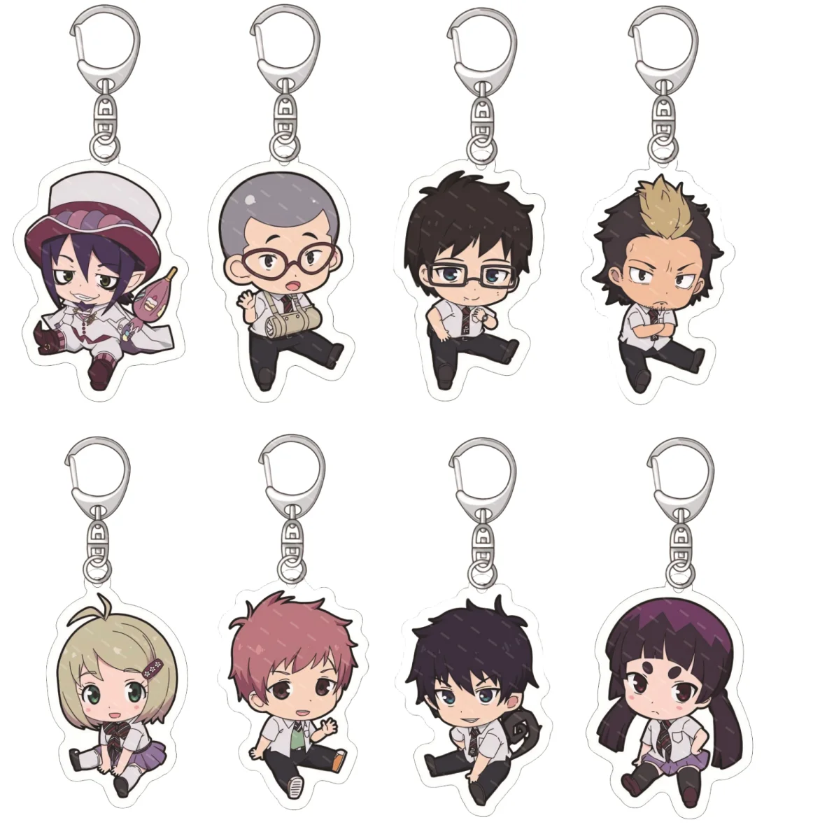 

Cute anime green exorcist acrylic keychain character Kamiki Izumo Okumura phosphorus Okumura snow man backpack pendant 6CM