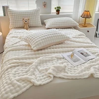 Flannel Fleece Blanket Adult Children Soft Warm Throw Blanket Bed Covers Simple Solid Color Sofa Breathable Bedspreads 6