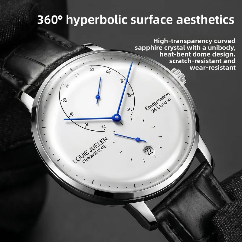 Elegant Waterproof Men's Quartz Watch with Tempered Double-Curved Glass