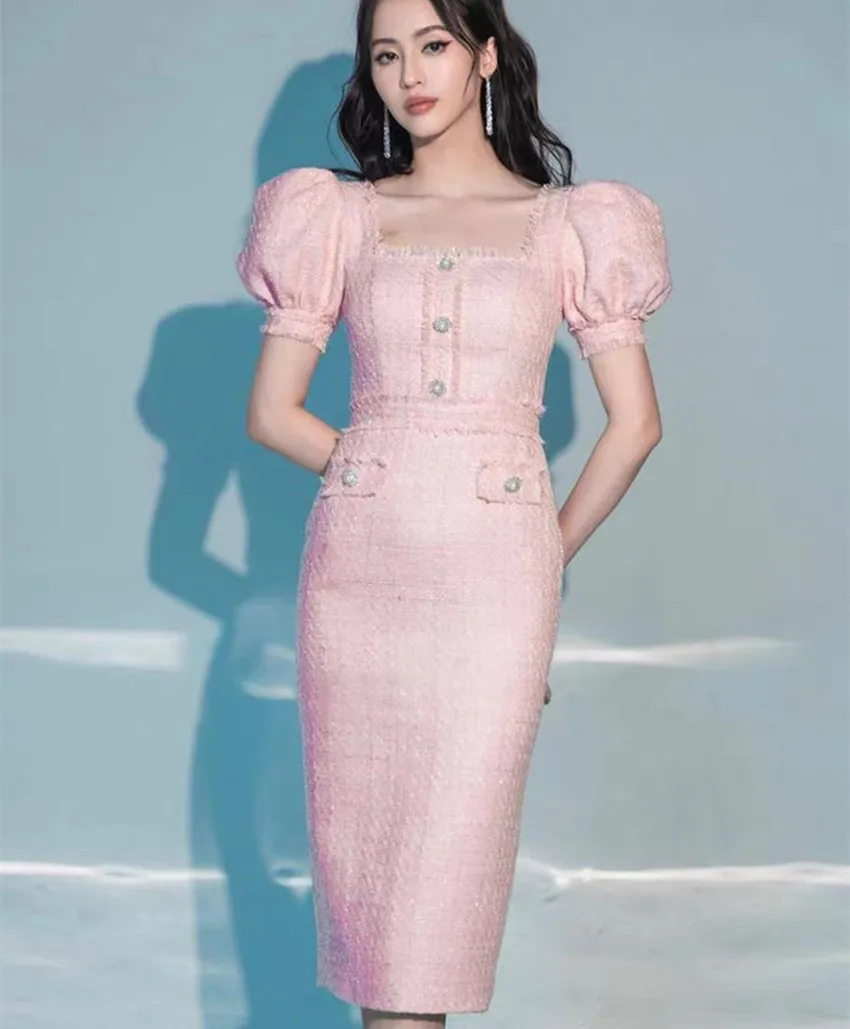 Pink Plaid Tartan Bodycon Dress