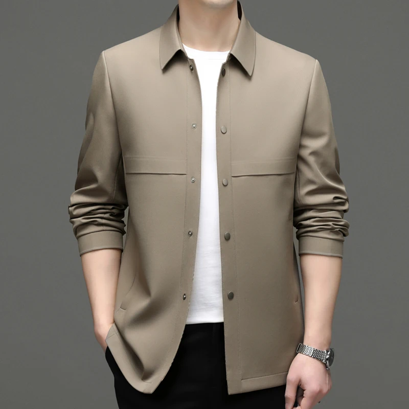 

Top Grade Men's Casual Jackets 2023 New Arrivals Spring Autumn Men Business Mid-length Classic Trench Coat Khaki Black