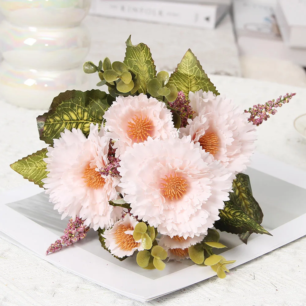 Description Picture 5 of item7 Heads Fake Sunflower Gerbera Artificial Gerbera Wedding Decoration Fake Flower Simulation Plant Home Decoration Shooting Props