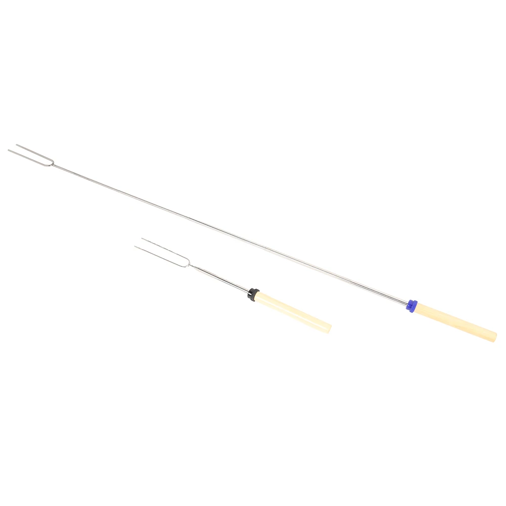 Outdoor BBQ Forks 5x Telescopic U-Shaped Camping Barbecue Roasting Stick Kitchen Picnic Tool Easily Carrying BBQ Tools