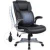 High Back Executive Office Chair  Ergonomic Home Computer Desk Leather Chair with Padded Flip up Arms Adjustable Tilt Lock 1