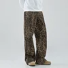 Men Fashion HIP HOP High Street Jeans Male Youth Popular Daily Streetwear Denim Pants Leopard Loose Straight Vintage Trousers