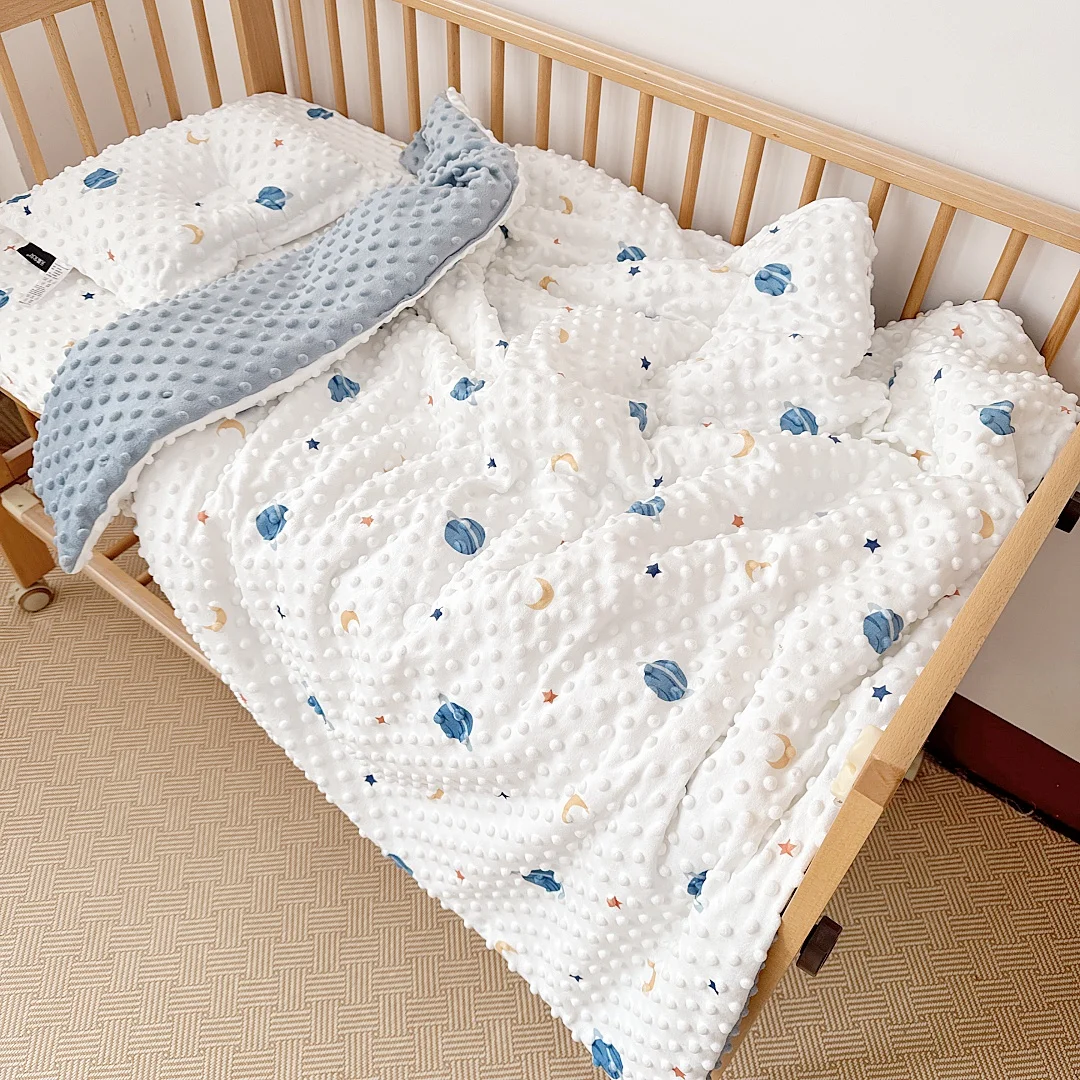 Baby Beanie Velvet Quilt Washed Cotton Embroidered Air Conditioning Quilt Kindergarten Pure Cotton Four Seasons Neutral Warm