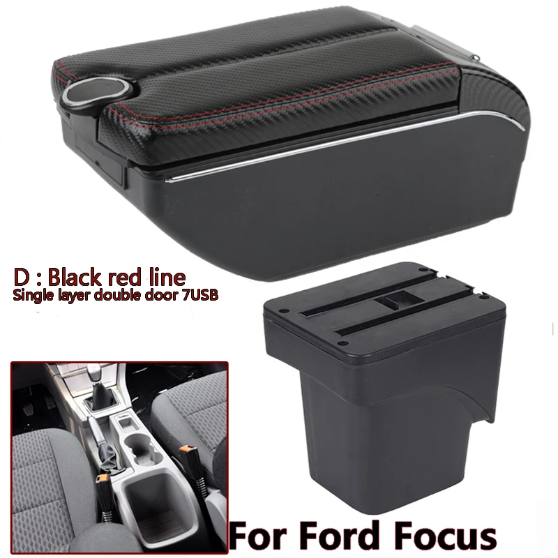 

For Ford Focus 2 Mk2 2005-2011 Armrest Box Car Central central armrest Storage Cup holder Ashtray Modification Accessories USB