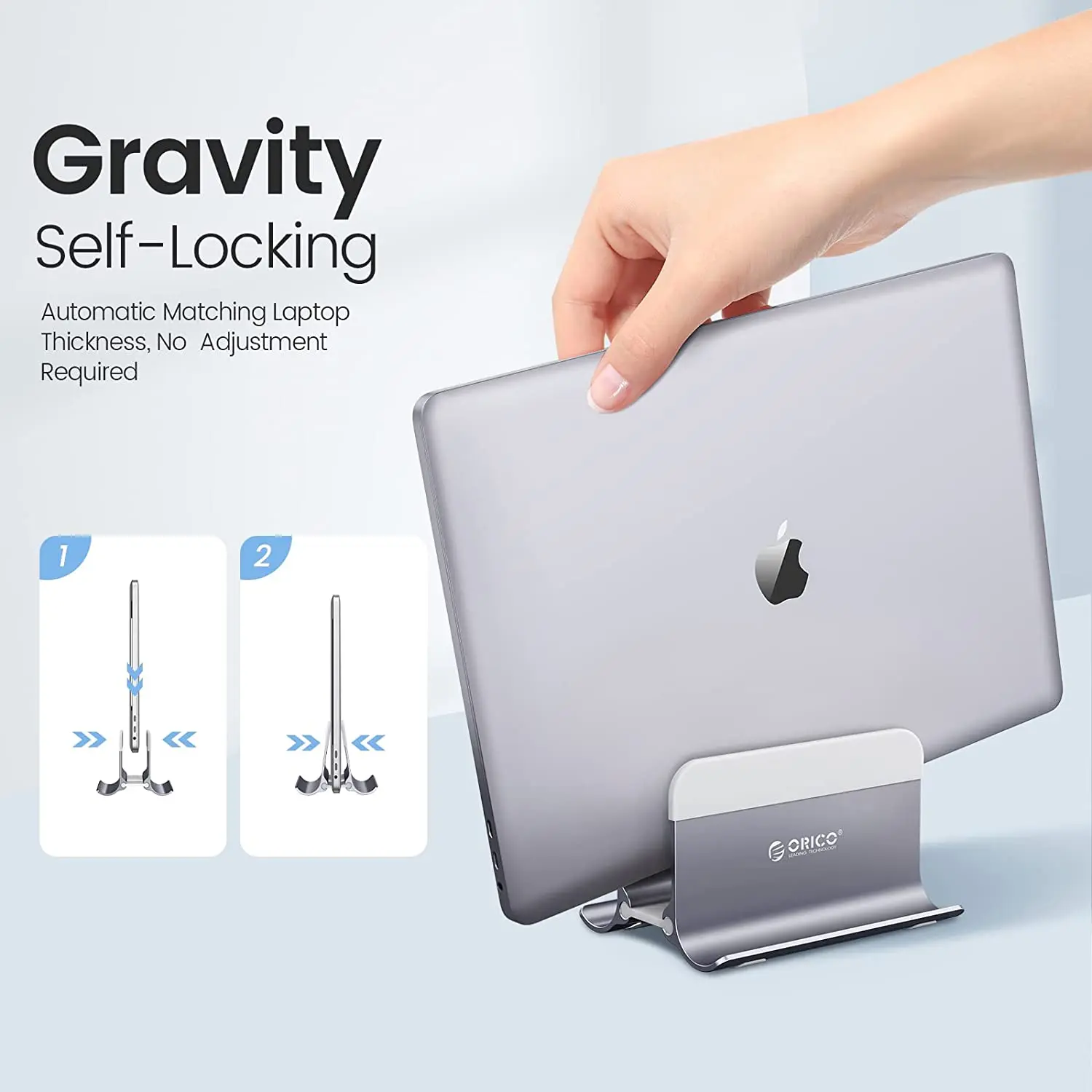Orico-suporte Vertical Alumínio Laptop Titular de Bloqueio por Gravidade Suporte para Notebook Desktop Tablet Stand para Macbook Pro Dell Tablet Hold - Imagem 3