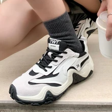 

Large Size Women Genuine Leather Sneakers Chunky Sneakers White Shoes Lace Up Casual Breathable Ladies Shoe Zapatos De Mujer