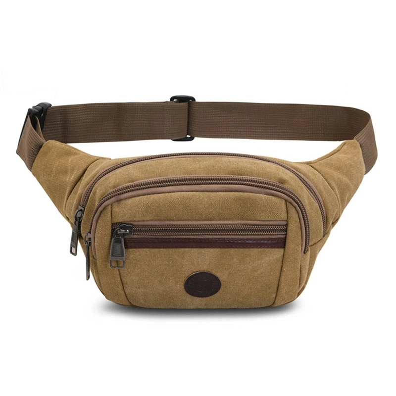Fashion Men Canvas Waist Bag Fanny Pack Sport Money Belt Hip Chest Crossbody Shoulder Purse