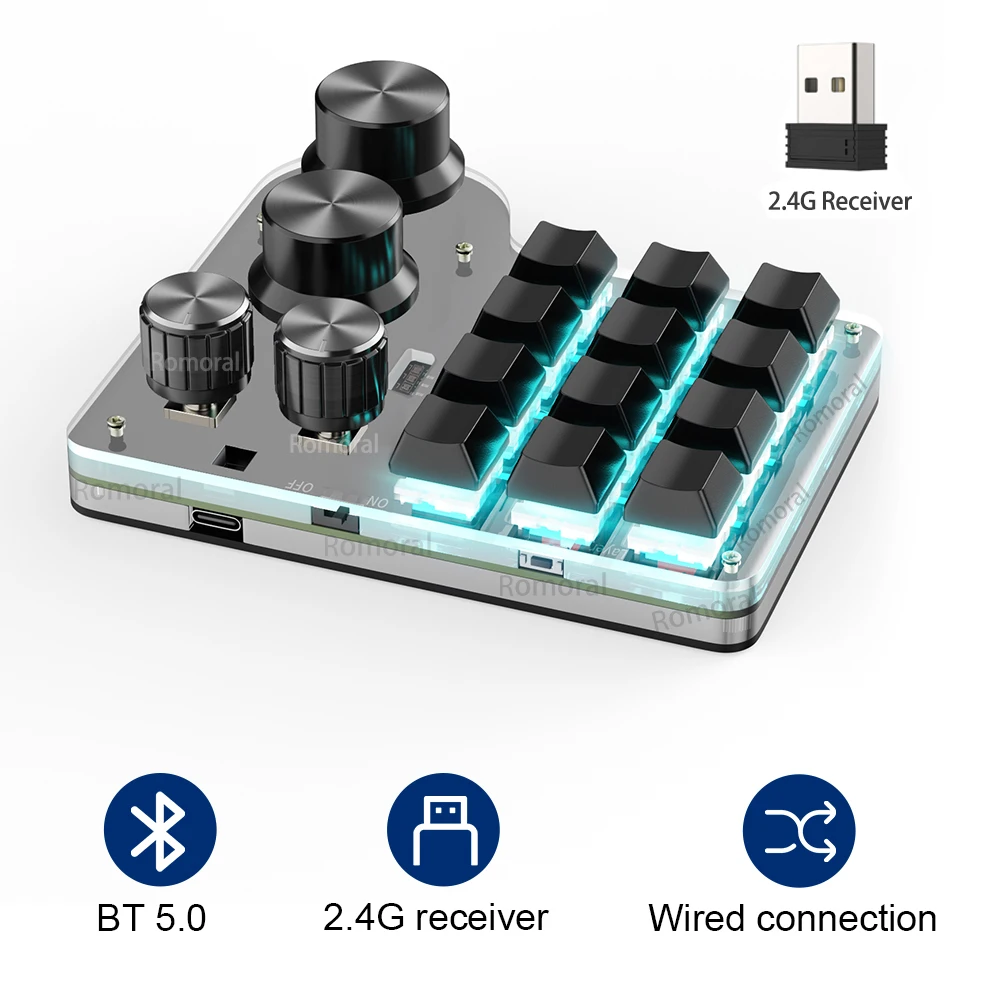 Teclado Programável Hotswap Macro Personalizado com Retroiluminação Rgb Botões Teclado Mecânico para Jogos 12 Teclas