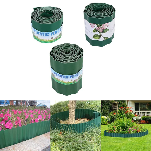 Imitation Stone PP Plastic Garden Grass Lawn Edge Border Fence Path Flexible Lawn Edging Border Garden Ground Fence 3