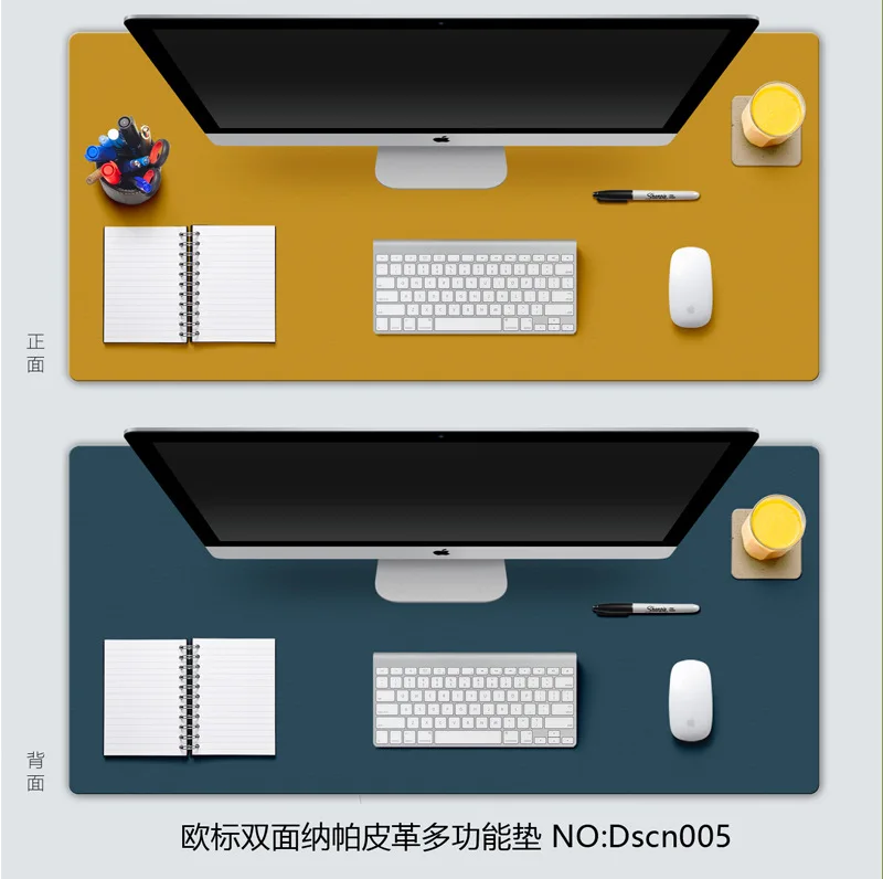 Double Sided Leather Mouse Pad Custom logo Large Size Anti Slip Waterproof Easy To Clean Desk Mat Ergonomics Wear Resistant Gift