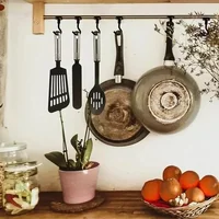 สีดําตะขอแม่เหล็กที่แข็งแกร่งสําหรับตู้เย็น Multi-Purpose Wall MAGNET Hook คีย์ Coat แขวนแขวนห้องครัวห้องน้ํา Organizer 3