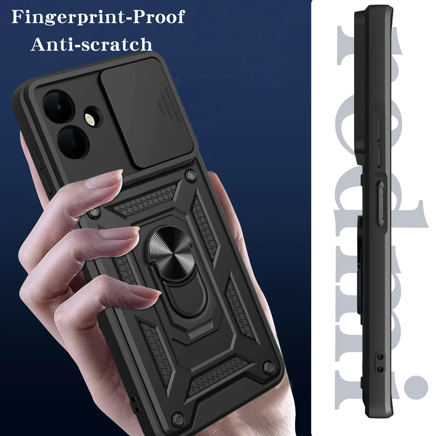 Armored Protective Phone Case with Magnetic Ring and Camera Protection