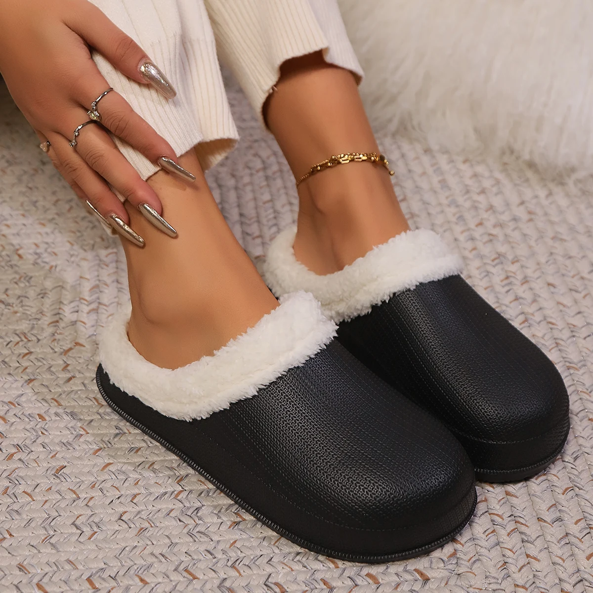 Cozy Platform Slippers House Warm Slippers Slip on Comfortable Memory Foam Slippers Warm Plush Bedroom Shoes for Winter 3