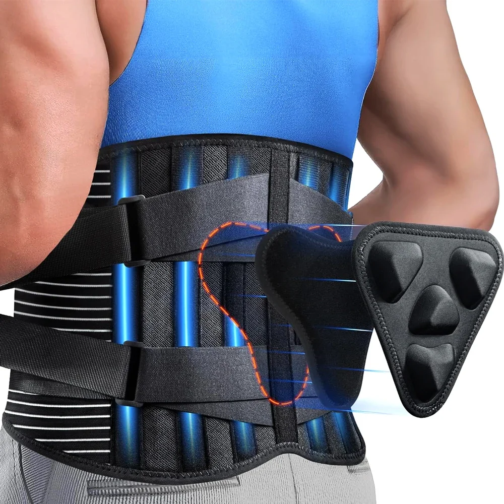 

Регулируемый бандаж для спины для облегчения боли в нижней части спины с 3D поясничной подушечкой, 6X Поясничный поддерживающий пояс для мужчин и женщин с гернизированным диском, Sciatica