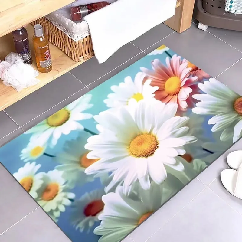 

Flower Soft Diatom Mud Floor Mat, Bathroom Water Absorption and Anti Slip Foot Mat, Carpet Machine, Bathroom Mat