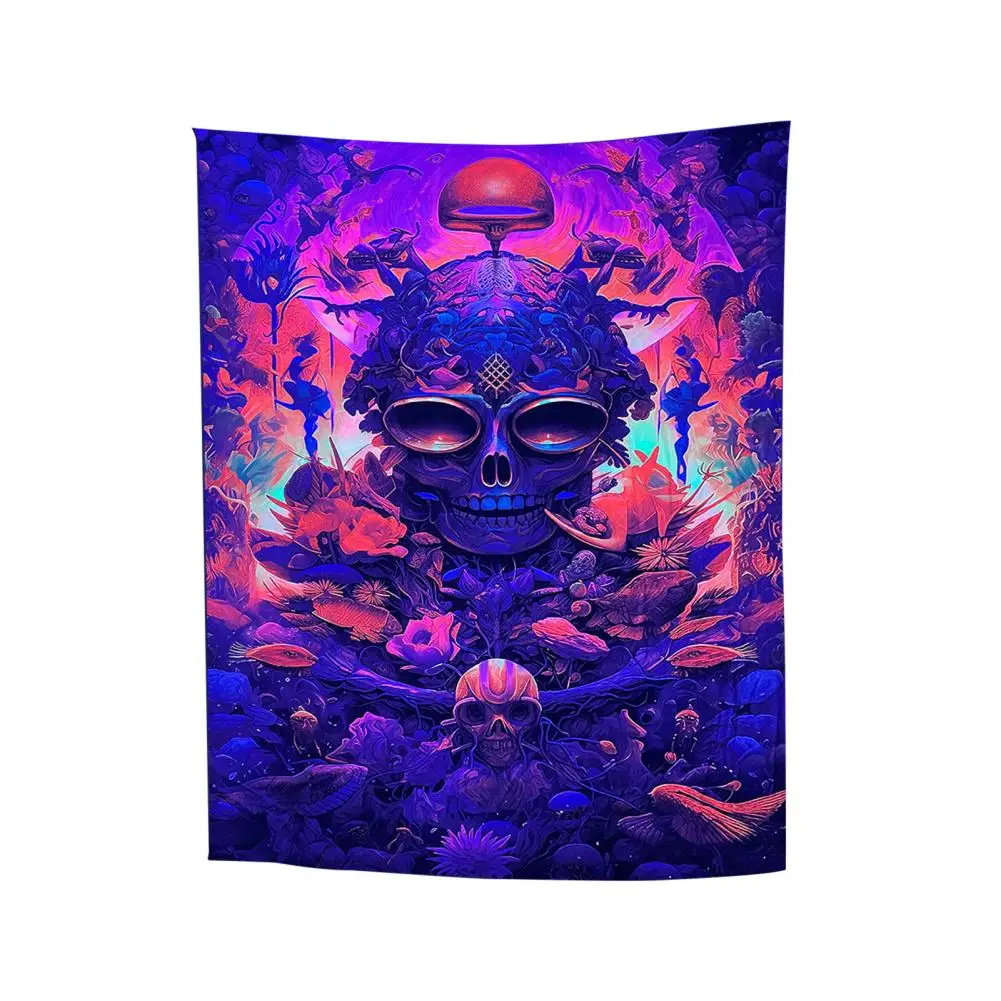 

Uv Reactive Tapestry Uv Fluorescent Halloween Skeleton Tapestry Create Spooky with Fade-resistant Bedside Cloth Live Background