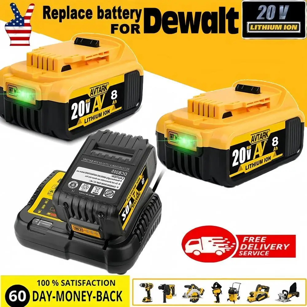 

2024 20V 6.0Ah MAX Battery Power Tool Replacement for DeWalt DCB205 DCB 206 DCB181 DCB182 DCB200 20V 3A 5A 6A 18Volt 20v Battery