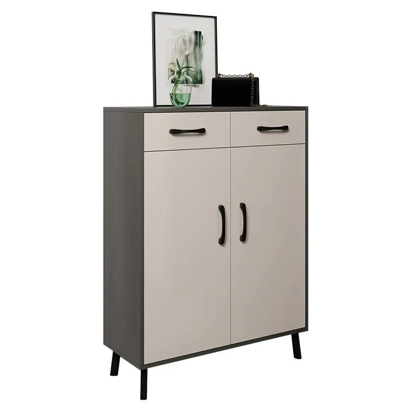 

XK Shoe Cabinet Home Door Outer Storage Entrance Small Narrow Large Capacity Gray Rack