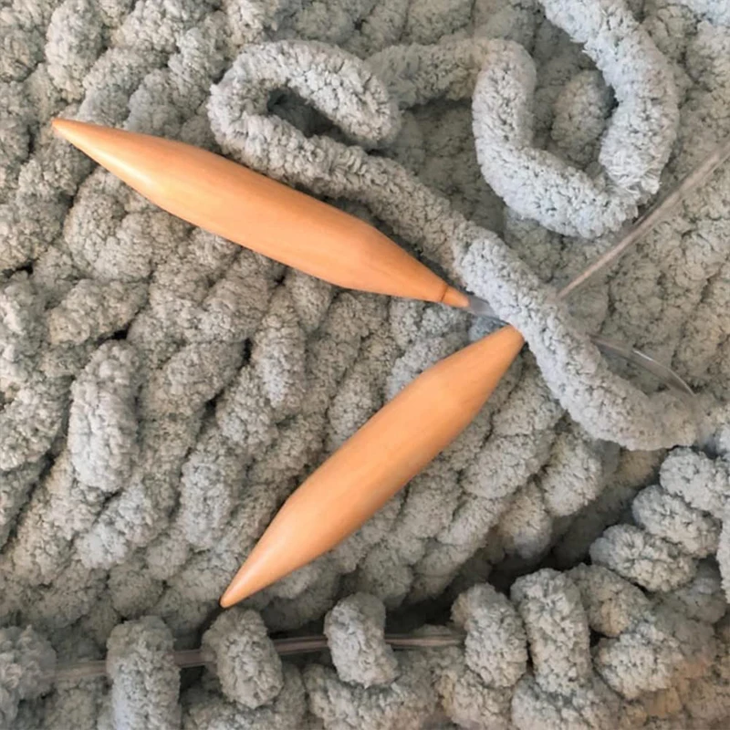 2-Pcs Wooden Knitting Needles - Single Point Carbonized Needles For Scarf, Sweater, Blanket (20mm) - View #10