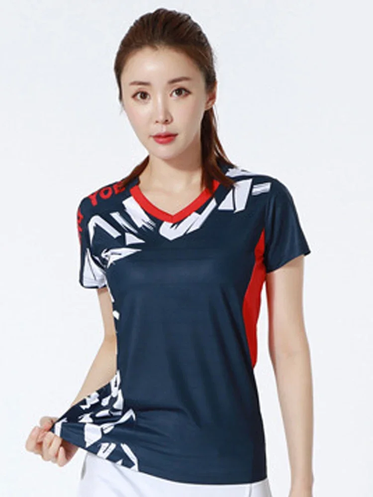 Faztonvg New Badminton Clothing Women Quick Drying Breathable Badminton Dress Casual Slim Sportswear Short Sleeve T-shirt Couple