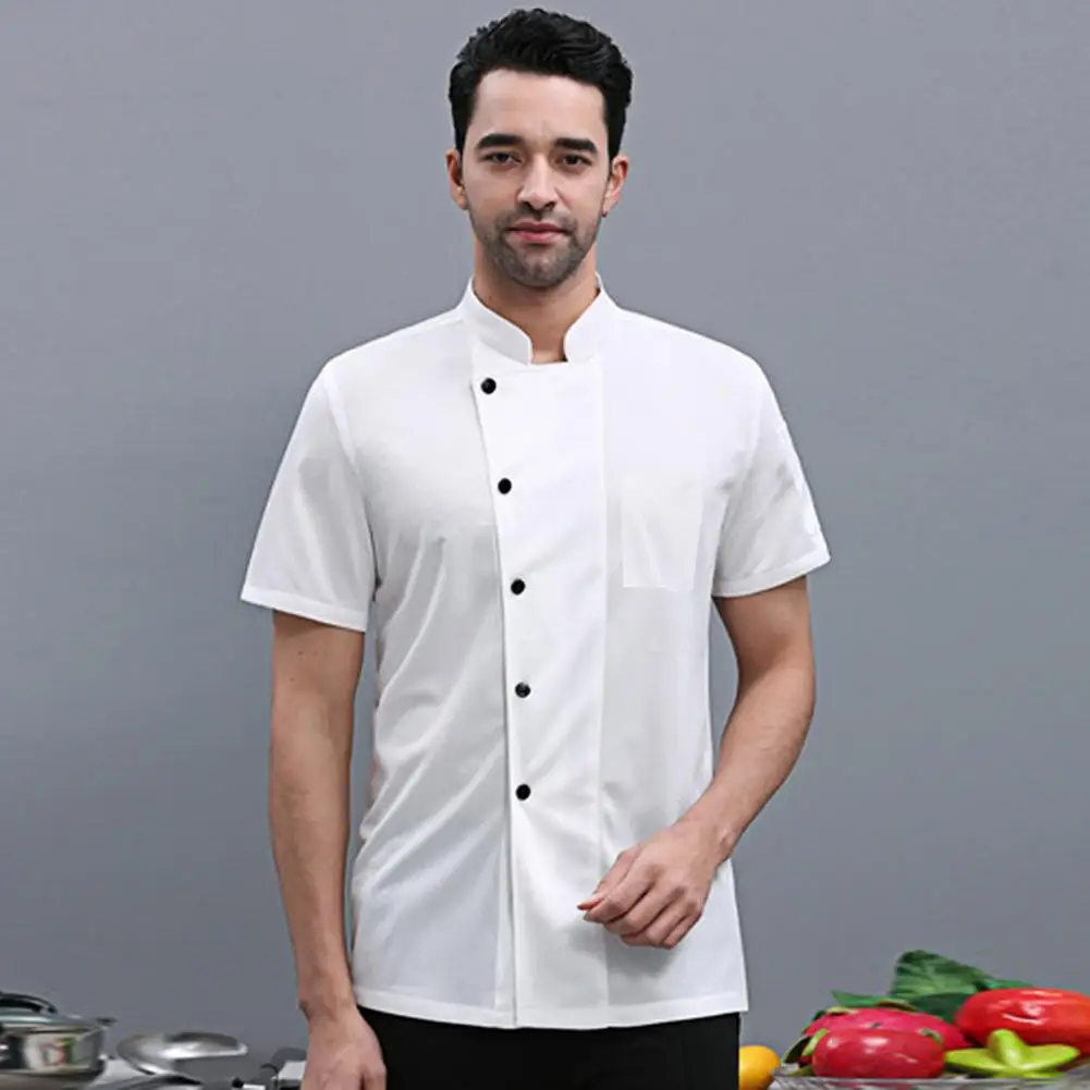 

Hotel Chef Clothes Solid Color Kitchen Overalls Stand Collar Men Women Chef Shirt Pastry Clothes Stylish Fashion Outfit
