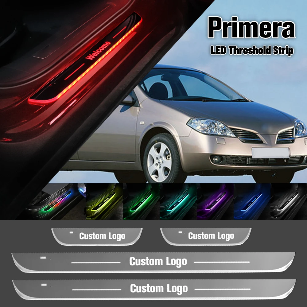 

For Nissan Primera P12 2001-2007 Car Door Sill Light Customized Logo LED 2005 2006 Welcome Threshold Pedal Lamp Accessories