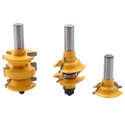 3 pçs 12mm haste entrada interior tenon porta roteador bit conjunto combinado r & s roteador bits escultura para madeira