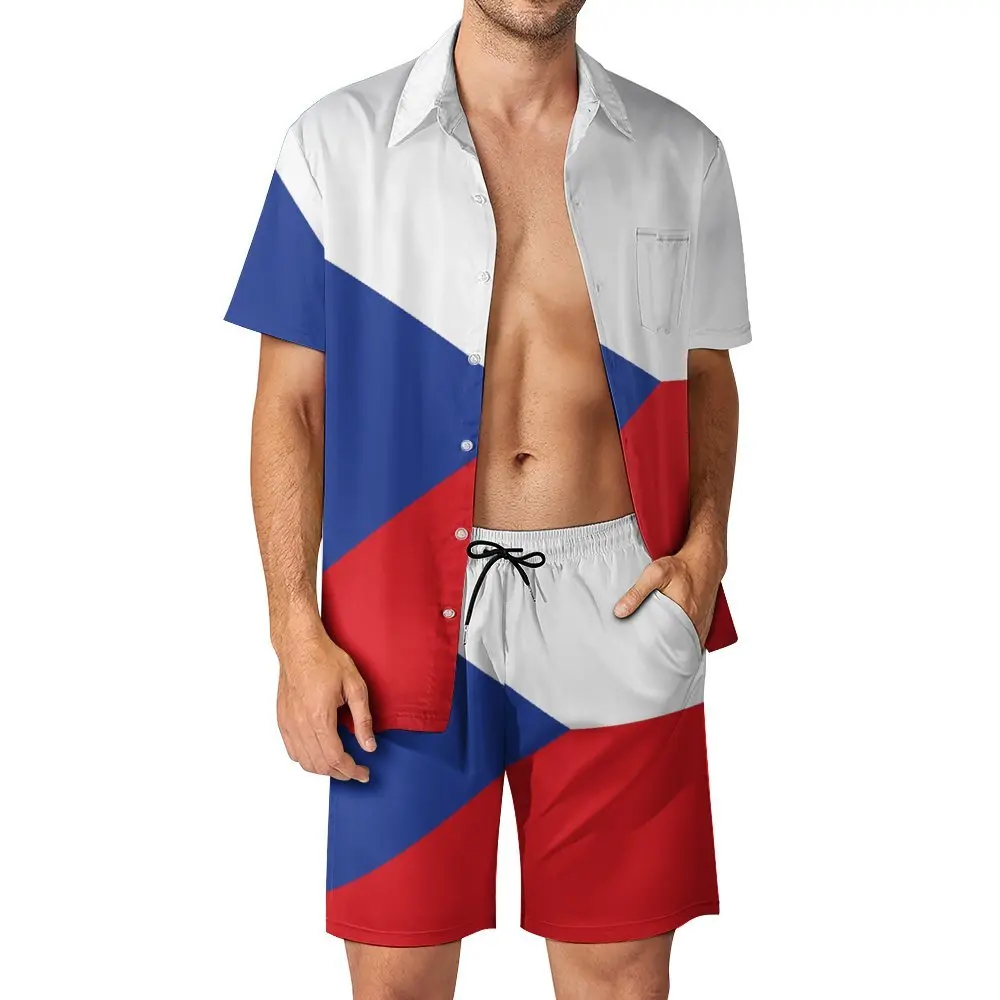 

Мужской пляжный костюм с флагом Чехии, новинка, костюм из 2 предметов, высококачественный купальный костюм, европейский размер