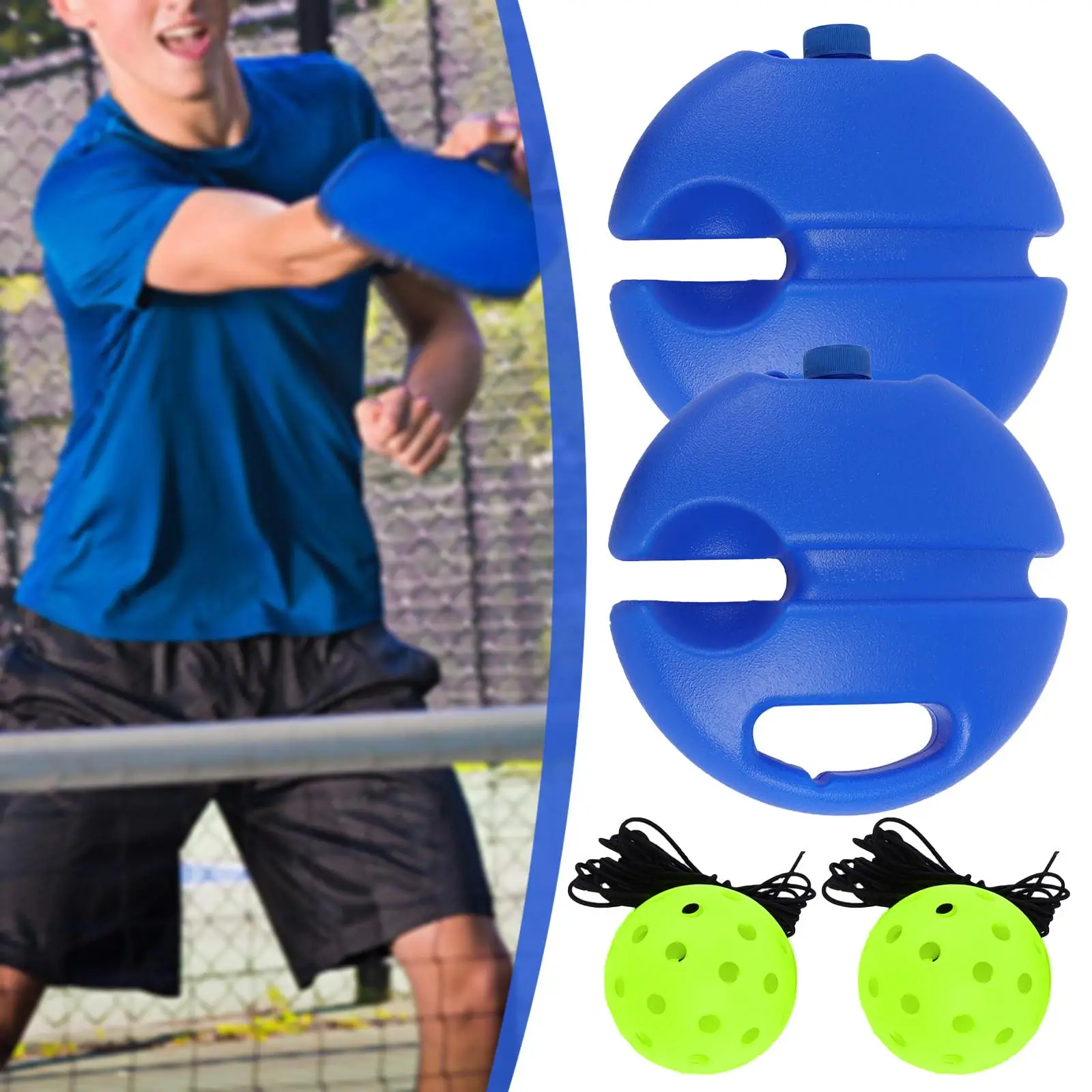 2x Pickleball Trainer with Pickleball Ball Portable with Handle Pickleball Rebounder for Training Exercise Sport Beginner Kids