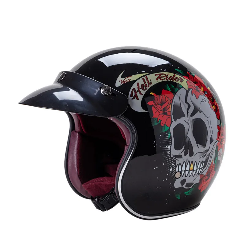 Dot Approved Vintage Motorcycle Helmet Jet Casco 3/4 Open Face Helmet Cafe Racer Helmet Chopper Capacete Casco Moto