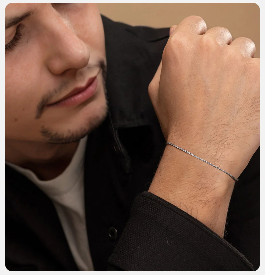 Vnox Schlanke, handgefertigte Gliederkettenarmbänder für Männer und Jungen, verstellbares, stapelbares Gliederarmband aus Edelstahl – Detail 4