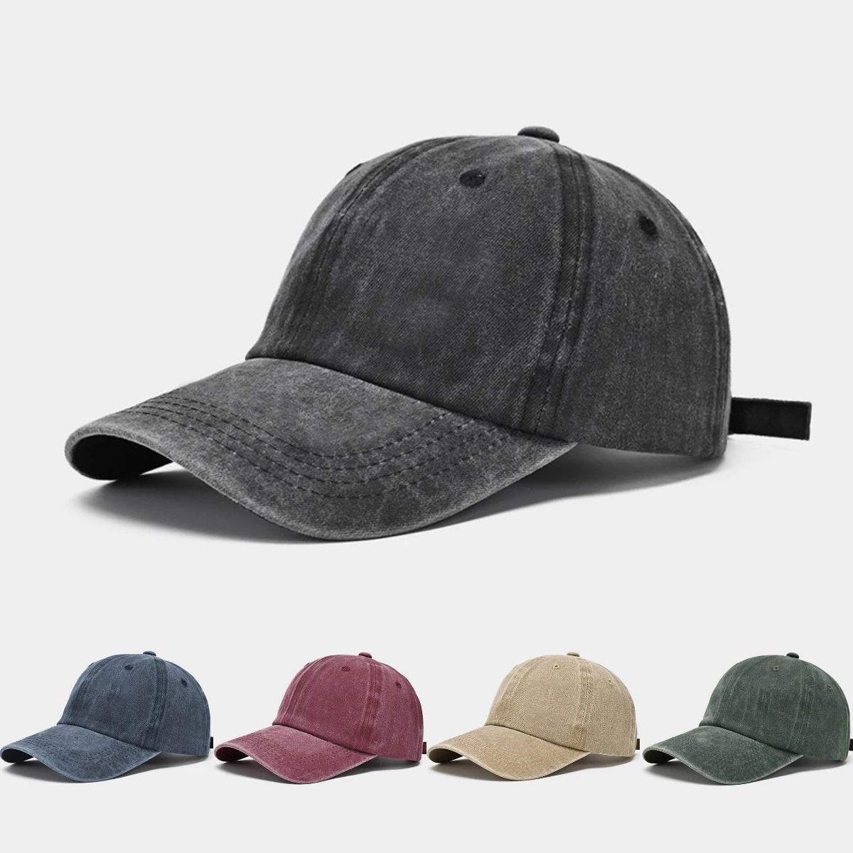 Baseball Cap Sunscreen Water Washed MEN'S Baseball Cap Small Face Retro Distressed Versatile Duck Tongue Hat