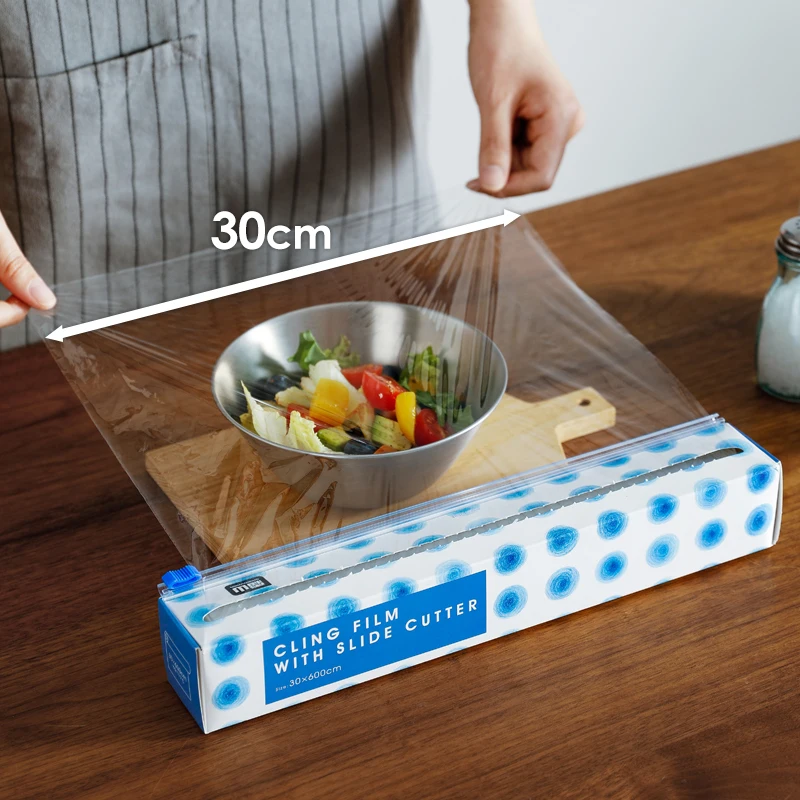 Plastic Wrap with Slide Cutter Cling Wrap for Food BPA-Free Microwave-Safe  Kitchens Quick Cut Food Service Film transparent - AliExpress