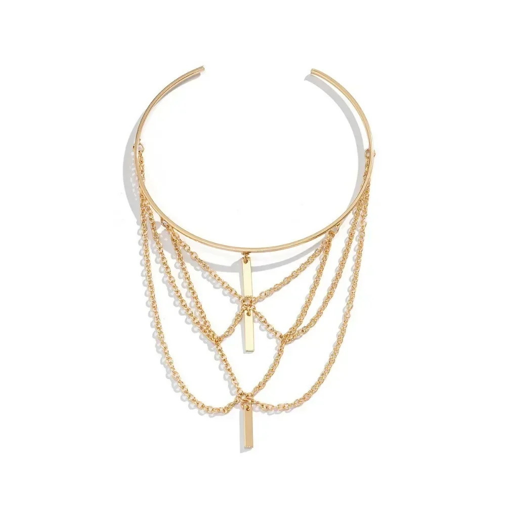 Bangle Bracelet Gold Open Upper Arm Women Jewelry Rectangle Charm Tassel Party Summer Accessories