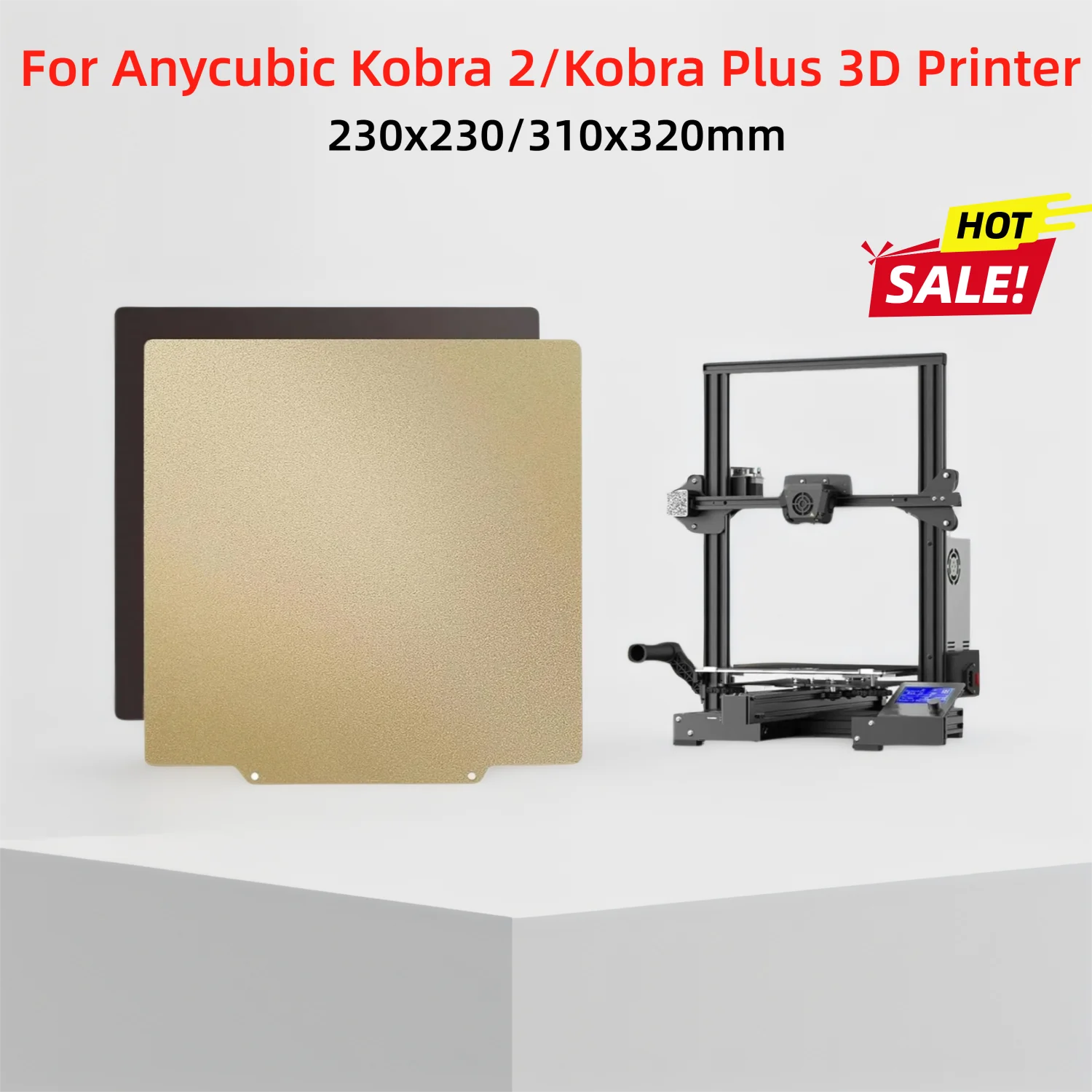 Strukturierte PEI-Bauplatte für Anycubic Kobra 2/Kobra Plus 3D-Druckerbett 230 x 230/310 x 320 mm, doppelseitiges flexibles PEI-Druckbett