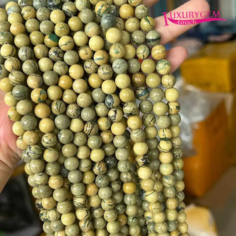 Natural Desert Oasis Jasper Stone 4/6/8/10Mm Fai Da Te Perline Allentate Accessori Per Gioielli Di Forma Rotonda Liscia 15 Pollici Wa21