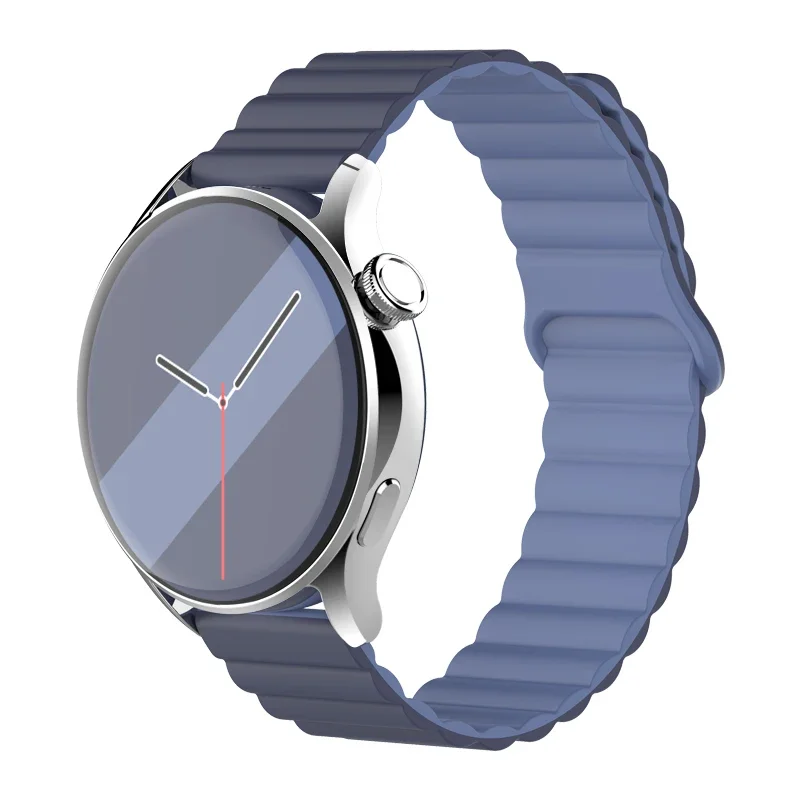 Universal Magnetic Loop Silicone Smartwatch Strap – 20mm/22mm Band with Adjustable Link Bracelet Design